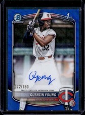 2025 Bowman Draft Quentin Young Chrome Auto Blue Wave Refractor 1st #/150 Twins