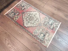 Modern Small Rug, Patterned Small Rug, Layered Small Rug, 1.6 x 2.8 ft