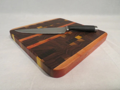 Black Walnut/Pink Ivory/Yellowheart End Grain Exotic Hardwood Butcher Block