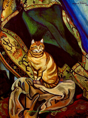 Raminou the Cat Sitting on a Cloth 8.5x11'' Photo Print Suzanne Valadon Fine Art