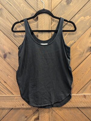 #ad Madewell Womens Size XS Solid Black Tank Top 100% Cotton Slit Sides $9.89
