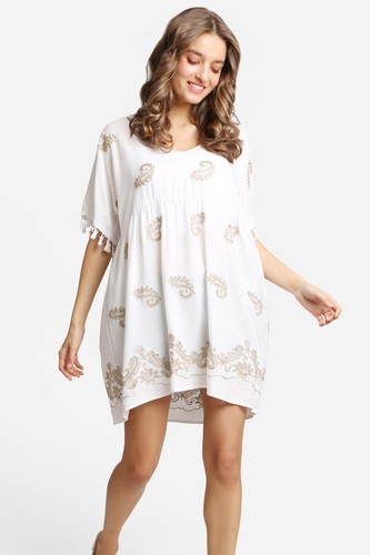 Mini Vestido de Encubrimiento ComfyLuxe Patrón Paisley Bordado - Imagen 6 de 10