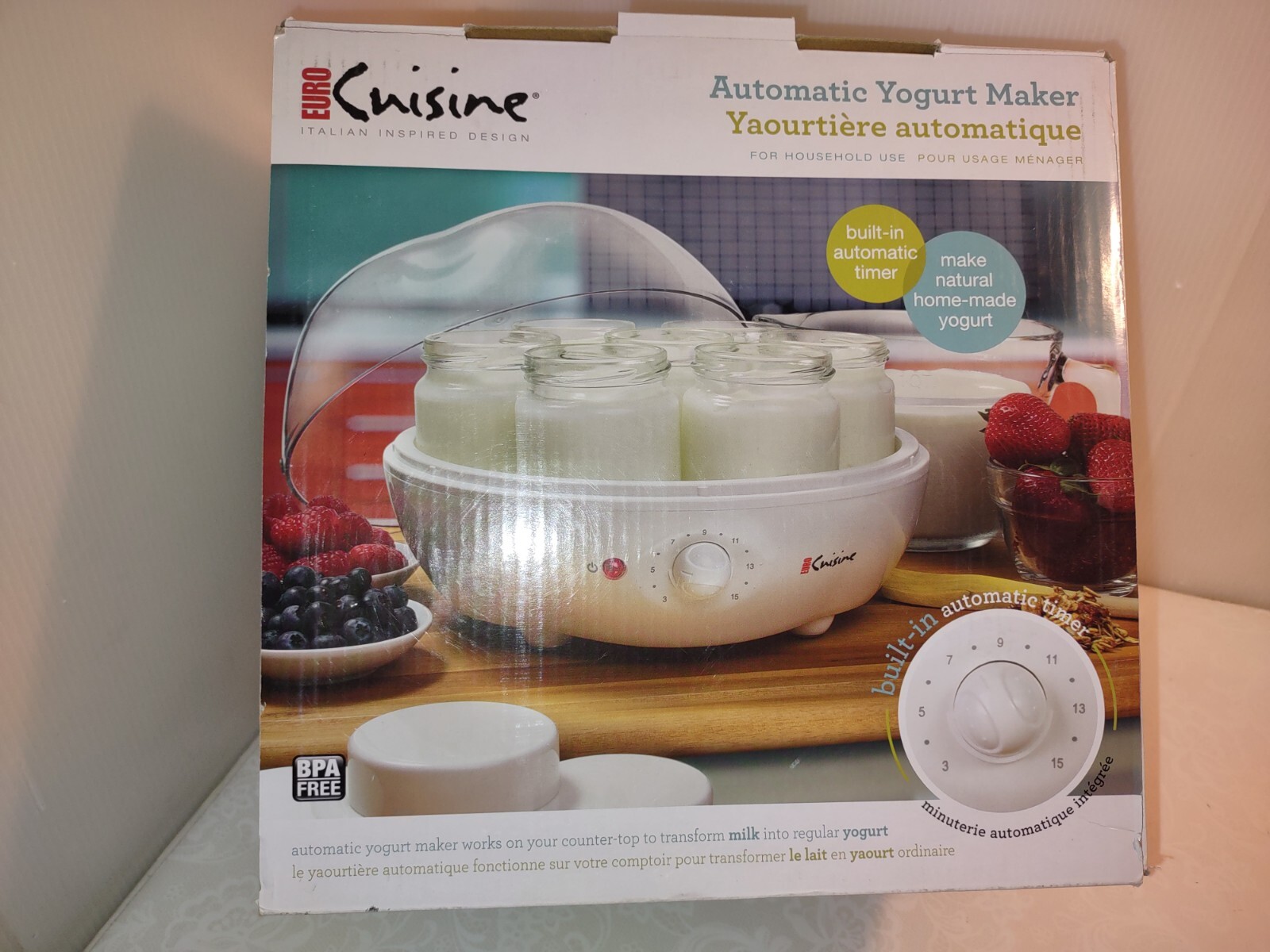 Euro Cuisine YM100 Automatic Yogurt Maker With 7 Glass Jars 💯 New