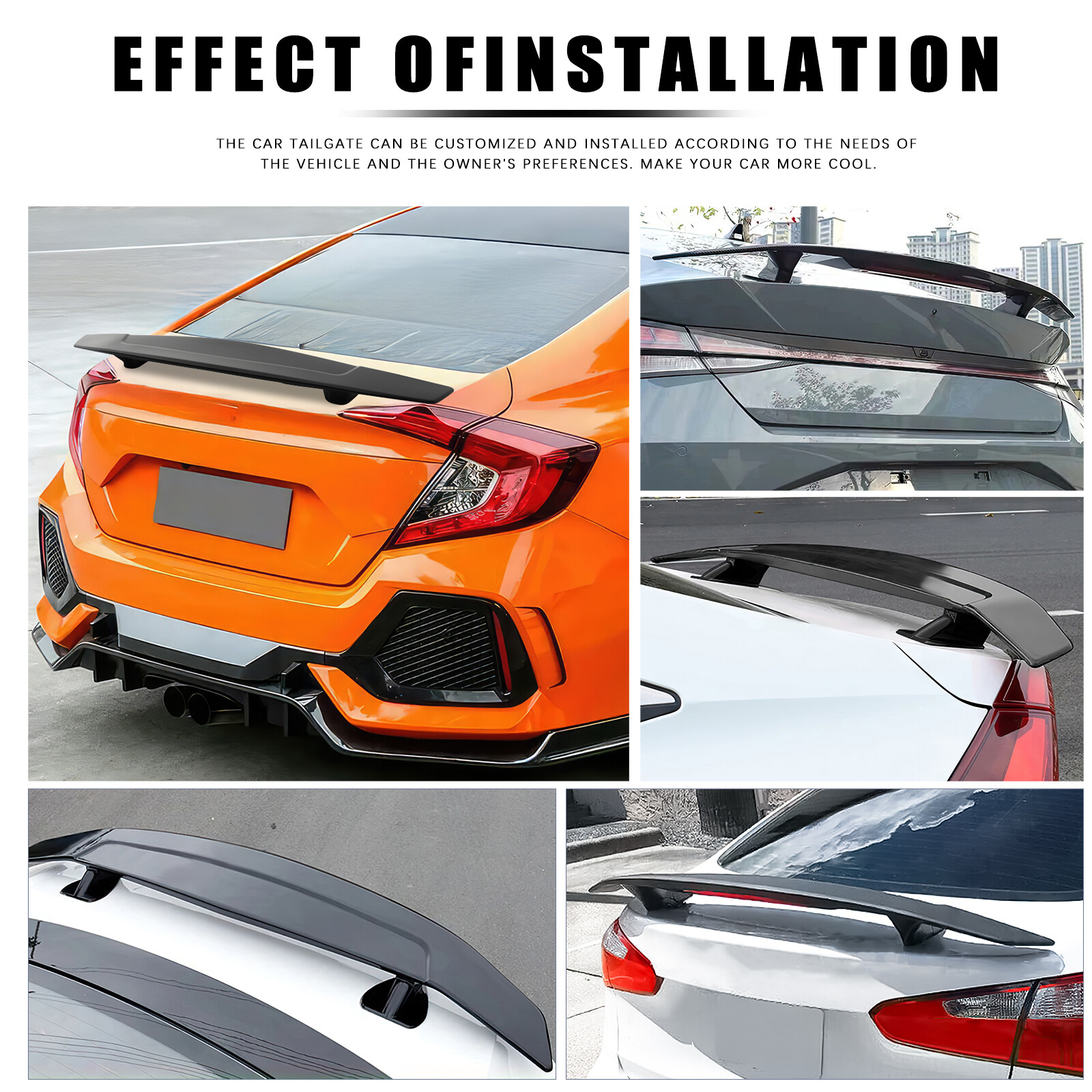For Audi R8 2008-2023 46" inch Matte Black Rear Trunk Spoiler GT Racing Wing