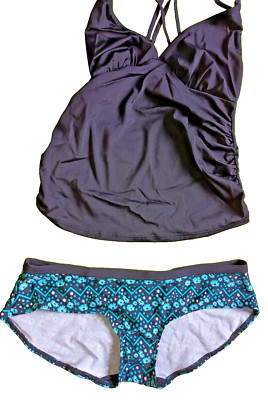 Dorothy Perkins/Curvy Kate UK12 Black Mix Harness Strap/Reflex Short Tankini Set