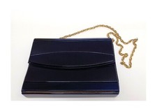 BORSA Pochette Blu Vintage con catena dorata Made in Italy Clutch bag Regalo