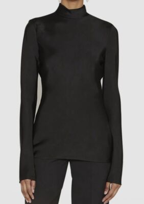 $740 Jil Sander Women's Black Turtleneck Long Sleeve T-Shirt Top Size DE 38/US 8