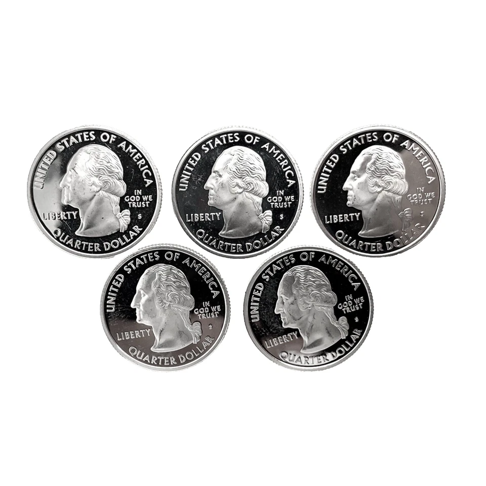 2006 S 5 Coin Year Set 50 States US Quarter 25c Gem Deep Cameo Proof 90% Silver - Image 2 of 4