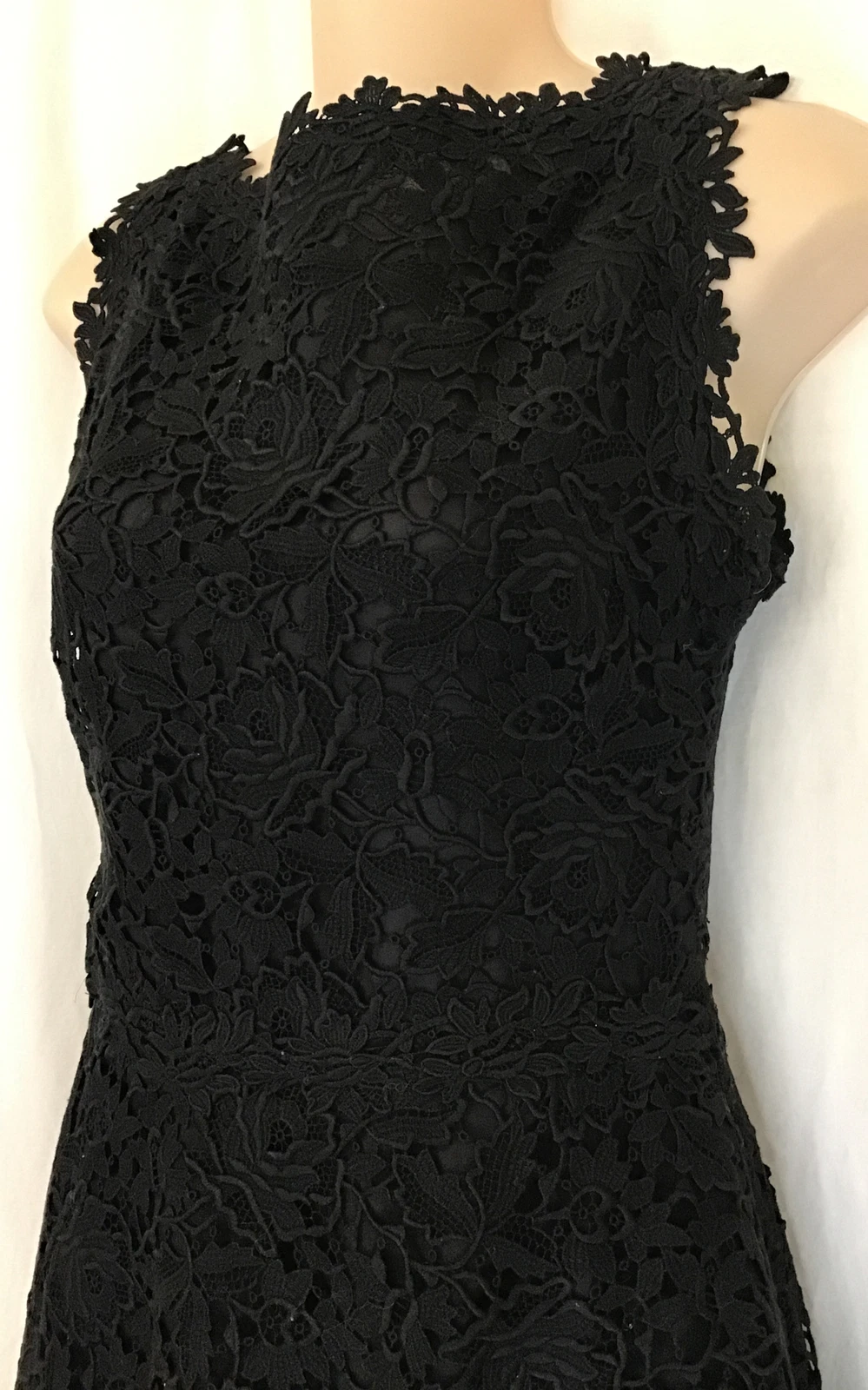 Abito Valentino senza maniche nero floreale ricamato taglia 2 nuovo con etichette $5980