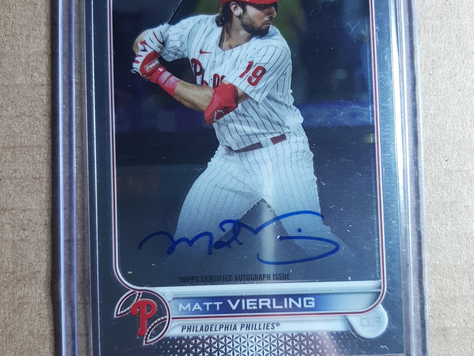 2022 Topps Chrome Matt Vierling On Card RC Auto Philadelphia Phillies