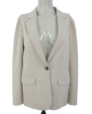 Yaya Womens Blazer Suit Jacket Beige Cotton Blend Tailored Smart Eu 40 Uk 12