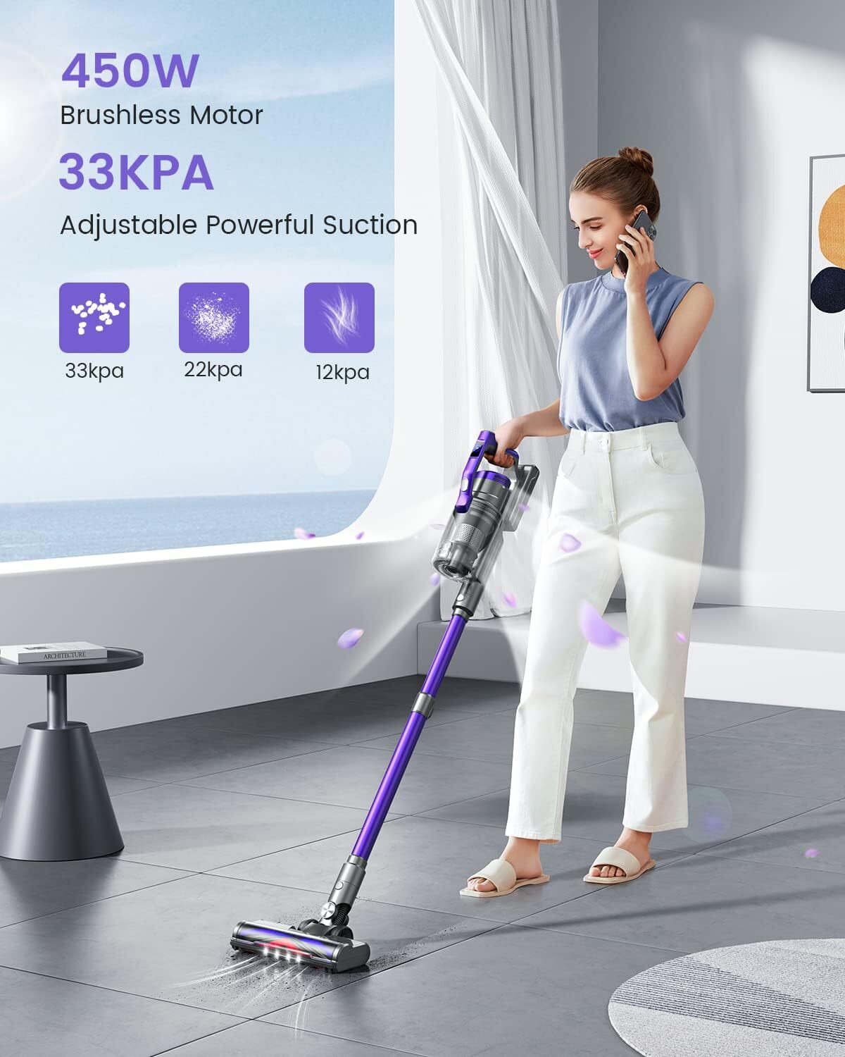 Honiture S14 Cordless Vacuum Cleaner, 450W Handheld Vacuum, Up to