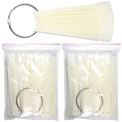 100pcs Natural Fan False Nail Tips Display with Metal Ring Holder and Screw