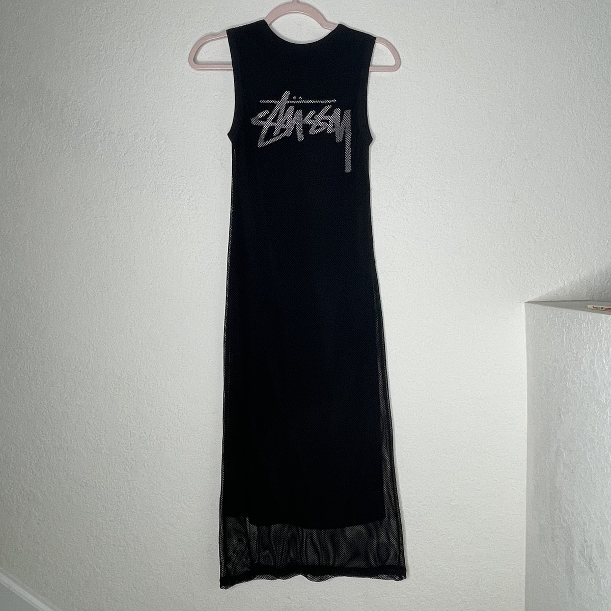 Stussy Sleeveless Mesh Midi Shirt Dress Size XS Black Lined | eBay