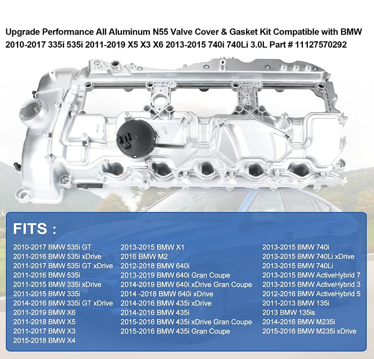 ✓ Aluminum Upgrade Performance Valve Cover for BMW N55 135i 335i