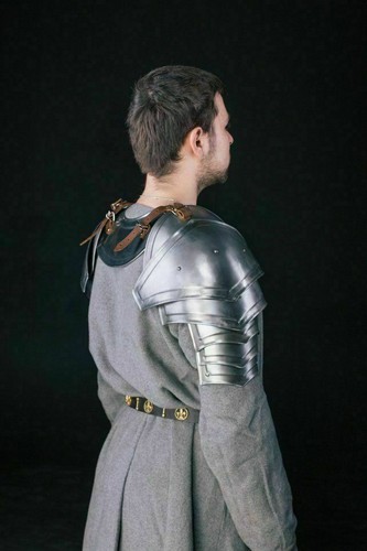 16 gauge Medieval Pair Of Pauldrons And Gorget Larp Set Of Steel Cosplay Armor - Bild 2 von 3