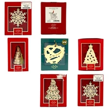 Lot Of 7 Lenox Mixed Porcelain Christmas Tree Ornaments Snowflake Tree Sleigh
