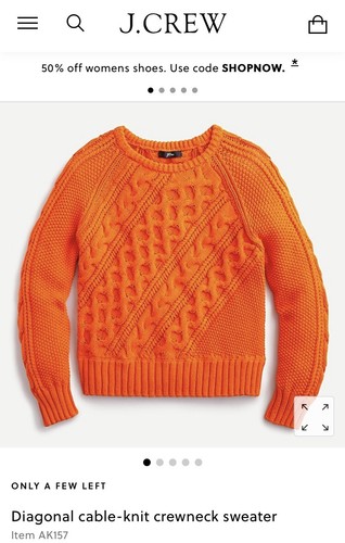 J Crew Diagonal Cable-knit Crewneck 