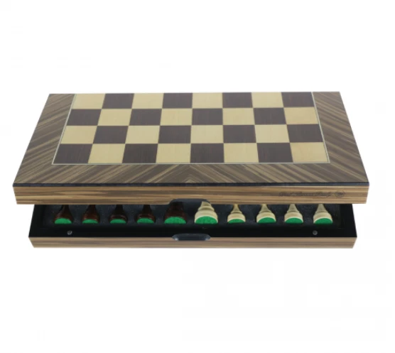 NEW Dal Rossi Folding Palisander Finish Chess Set 16 inch board w/ Timber Pieces