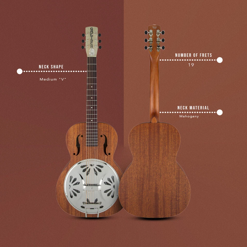 Paquete de guitarra natural resonador de cuerpo de caoba cuello redondo Boxcar Gretsch G9200 Foto 4 de 4