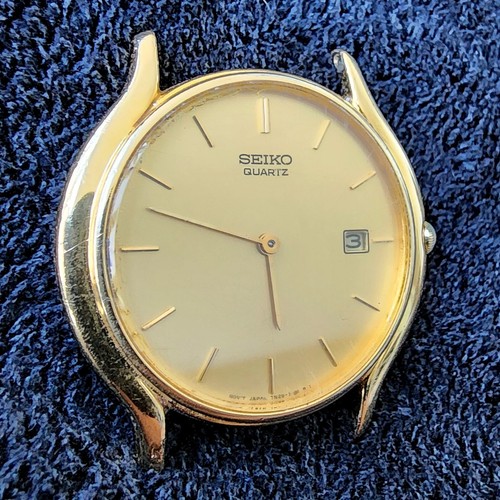 SEIKO Quartz 7N29-7051 Vintage 1970s Gold Plated Date Watch Stainless Back Parts - Picture 3 of 9