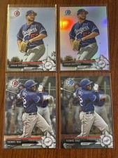 JORDAN SHEFFIELD YUSNIEL DIAZ Lot of (4) 2017 Bowman Chrome Refractor Draft Base