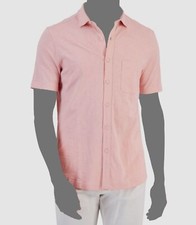  49 Club Room Men's Pink Regular-Fit Short-Sleeve Textured-Knit Button Shirt M