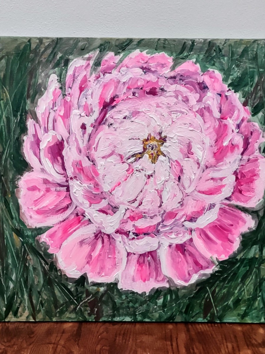 Abstract Watercolor Peony MHLCMG Canvas Painting Modern Pink Peony