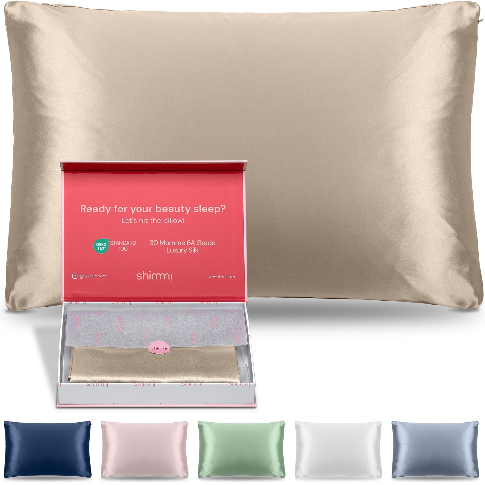 Shimmi 30 Momme 6A Grade 100% Pure Silk Pillowcase, Queen Size, Golden Haze