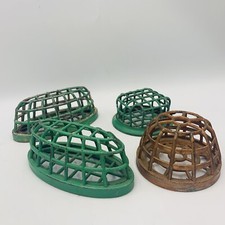 4 Vintage Metal Cage Flower Frogs Lot Industrial Decor Green Copper