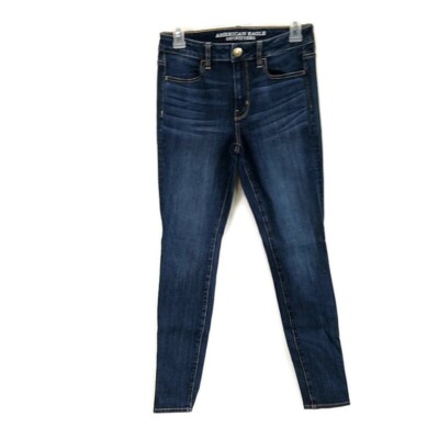 American Eagle Womens sz 4 Hi Rise Jegging Dark Wash Faded Denim Stretch