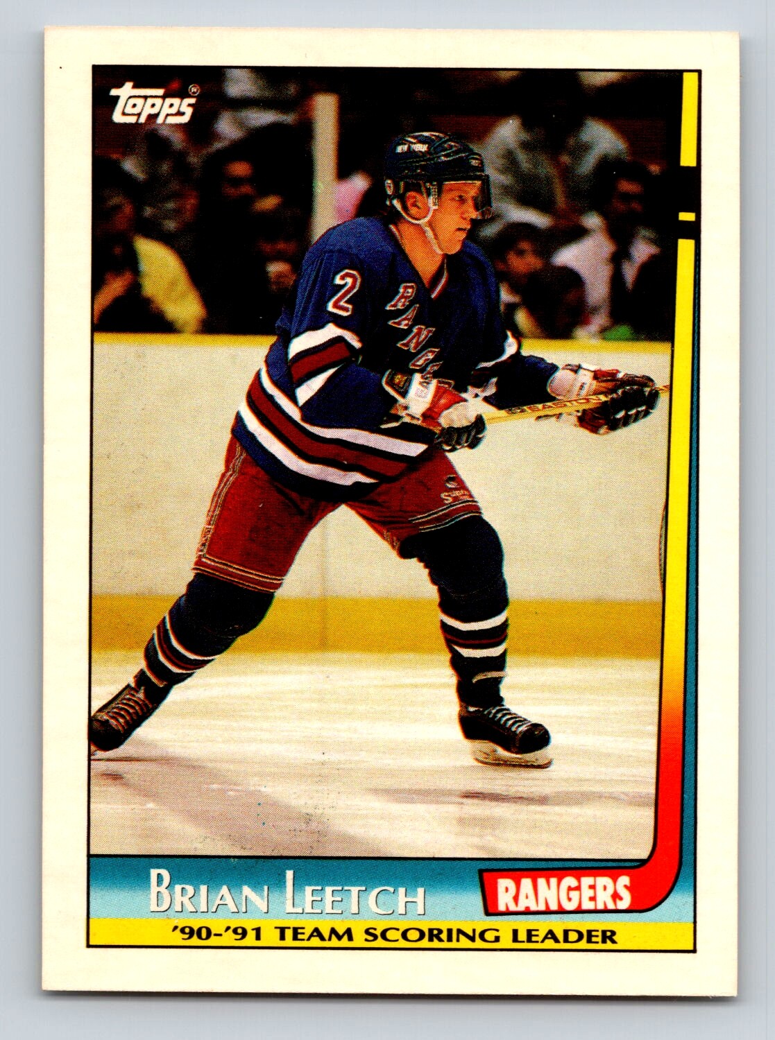 Brian Leetch 1991-92 Topps Team Scoring Leaders #4 New York Rangers
