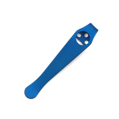 Blue Titanium Deep Carry Pocket Clip Made For Spyderco Delica 4 Knife 