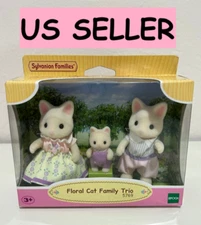 Sylvanian Families Floral Cat Family Trio RARE 5769 Set Calico Critters