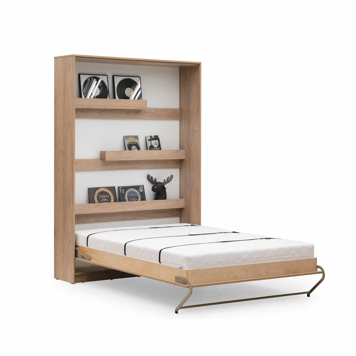 Vertical SMALL DOUBLE Wall Bed With Shelves Murphy Bed Fold down