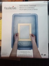Paper Making STARTER Kit, 11 PC, RECOLLECTIONS, BIN SPONGES MOULD DECKLE ROLLER+