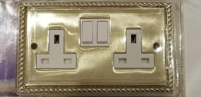 KENSINGTON - Regency MASSIV Messing lackiert - Doppelsteckdose weiß - NEU IM KARTON 