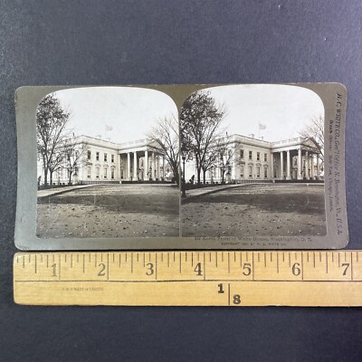 White House with Flag Washington D.C. Stereoview Antique c1901 Y10388