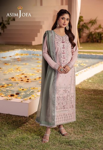 Asim Jofa Luxury Embroidered Boski Silk Suit With Chiffon Embroidered Dupatta