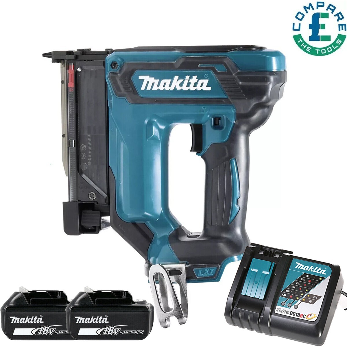Makita DPT353Z 18V LXT Cordless 23 Gauge Pin Nailer 2x 3Ah Batteries  Charger