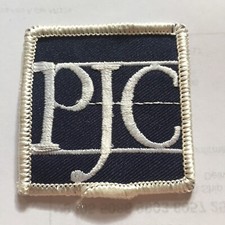 Vintage PJC Fireman Embroidered Patch Square Dark Blue N12
