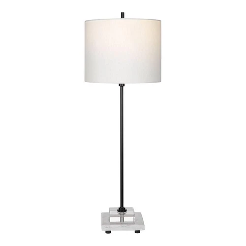 Uttermost Ciara Sleek and Simple Metal Buffet Lamp in White/Satin Black - Picture 1 of 8