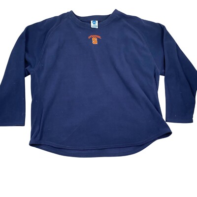 Syracuse University Men's Pullover Sweatshirt 2XL  Navy Blue Polyester Long Slee