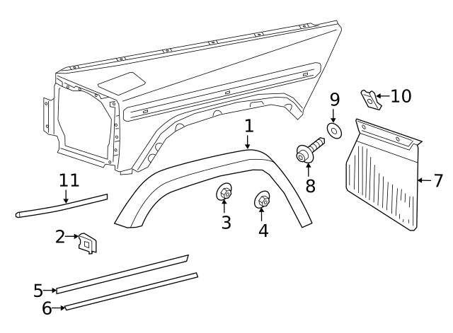 Mercedes Benz Genuine G550 2019-2023 Left Fender Flare Front OE 