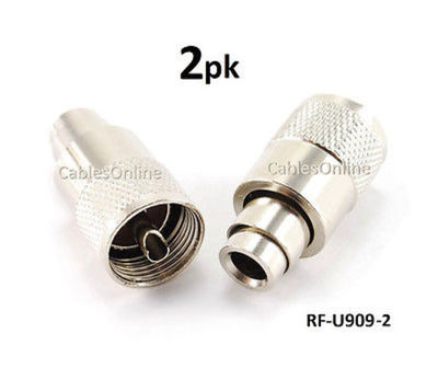 2-PACK UHF PL259 Plug Solder Connector for RG8 w/ REDUCER for RG8X Included
