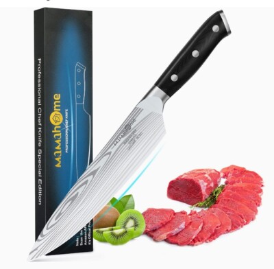 Chef's Knife - Kitchen Knives 8-inch High Carbon G10 Stainless Steel - Black