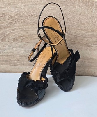 YSL Yves Saint Laurent Lackleder Peeptoe Pumps Samt Rüschen Gr. 6 = 39