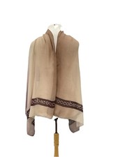 H74# Roccobarocco Silk Scarf Logo Print Beige...