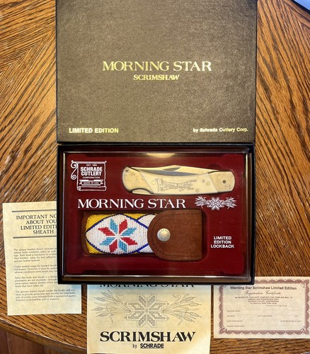 Schrade USA Morning Star Scrimshaw Lockback Messer Limited Edition Neu in Box