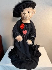 ELEGANT! 19" Muriel Townsend Cranberry Mountain Mohair Bear Victorian Dress/Hat 